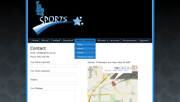 Online shop website for La Sports