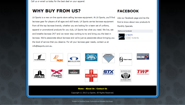 online shop website for la sports