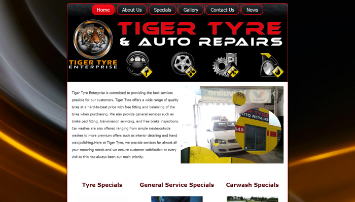 Tiger Tyres & Auto Repairs website Design