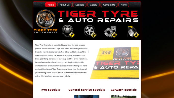 Tiger Tyres & Auto Repairs website Design