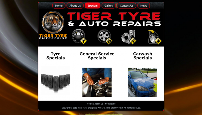 Tiger Tyres & Auto Repairs website Design