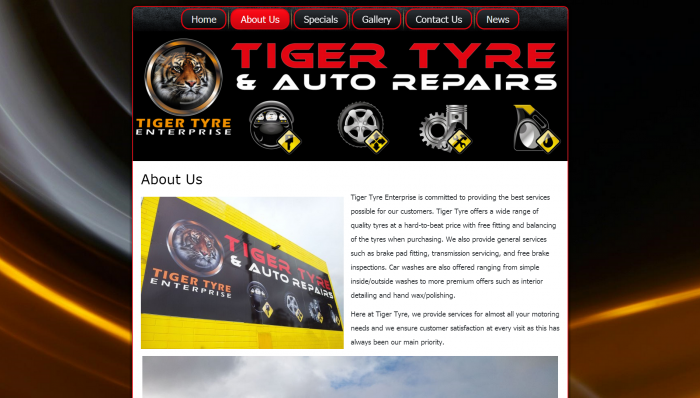 Tiger Tyres & Auto Repairs website Design