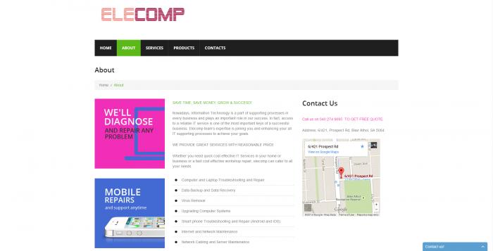 elecomp webdesign - about page