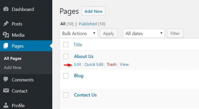 Edit WordPress Pages